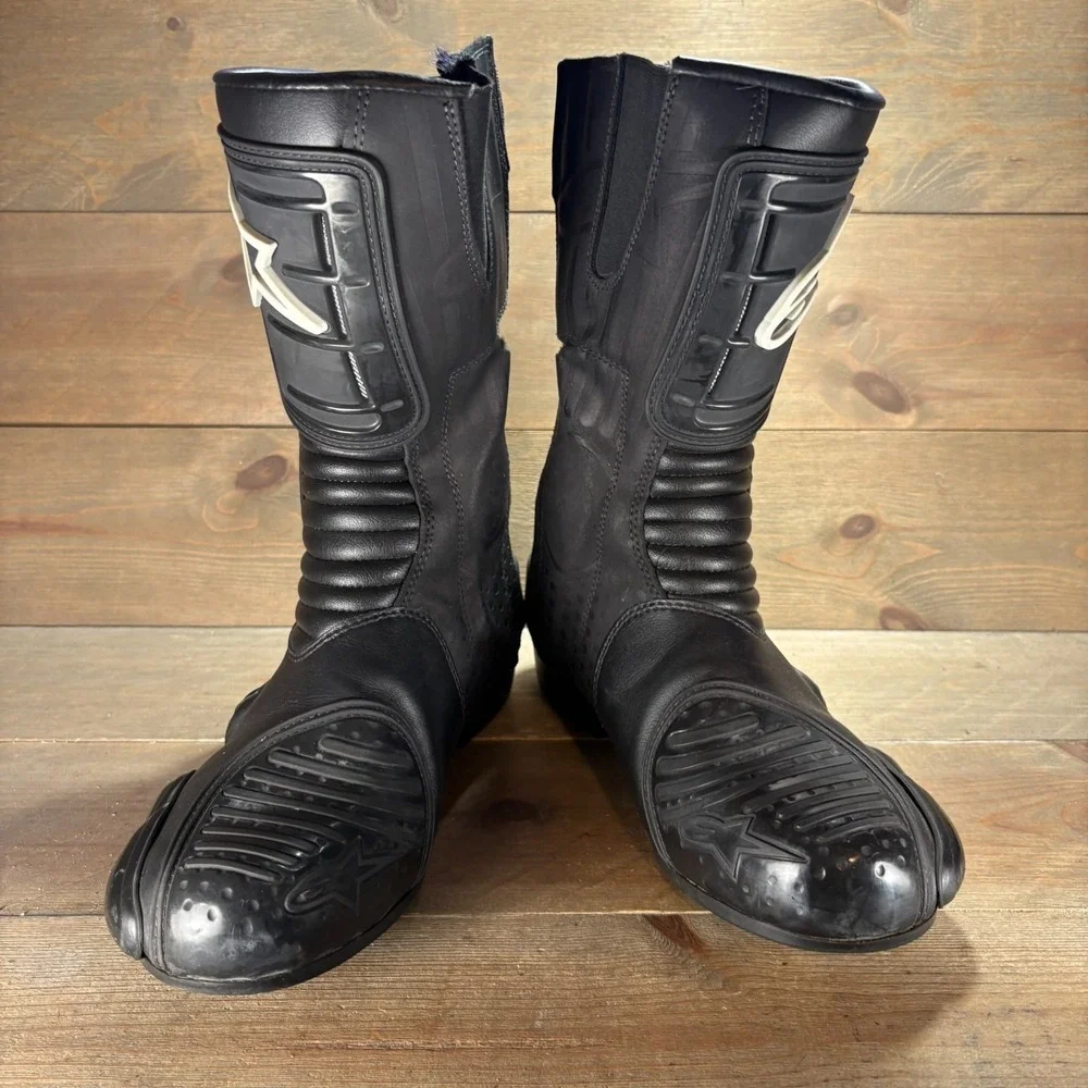 Alpinestars SMX-S Mens size 44 shoes black leather motorcycle racing riding boot